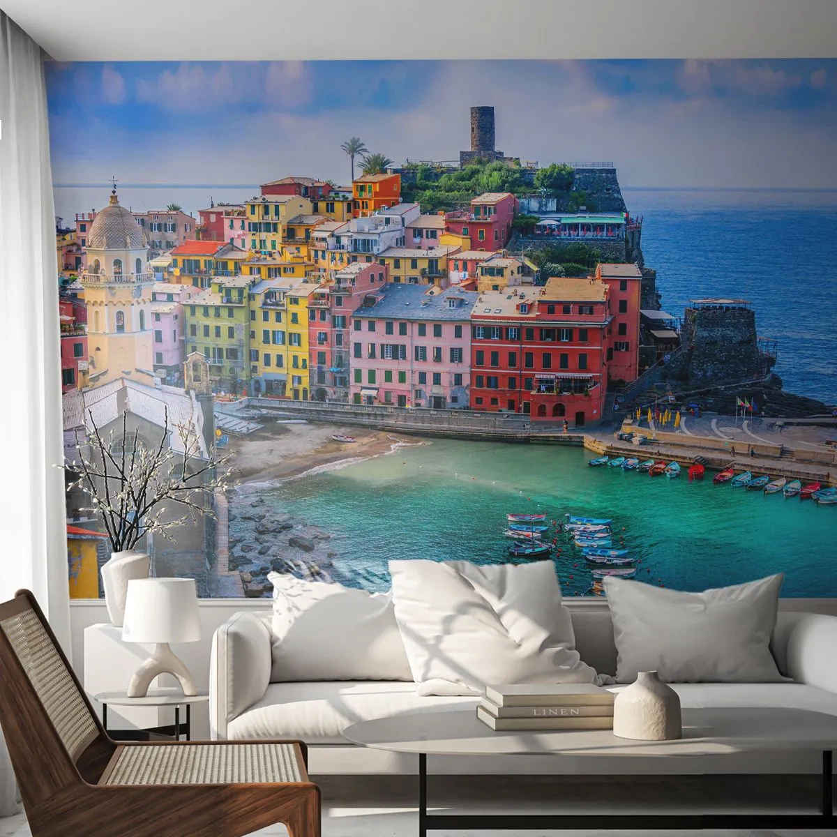 Fotomural Autadhesivo Deluxe Sticker - Pueblo mágico del Mediterráneo - Liguria, Ciudad, Italia - 250x175 cm