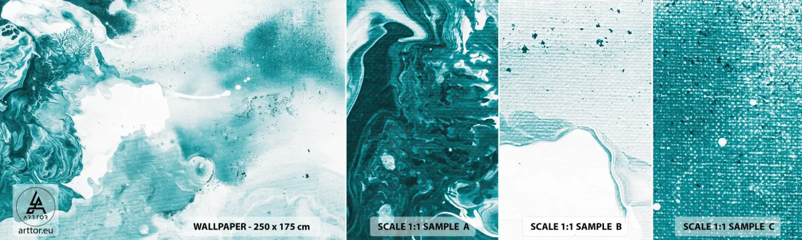 Muestra De Fotomural Standard Eco - Remansos de azul - Abstracción, Pedazo, Arte Moderno. - 100x30 cm