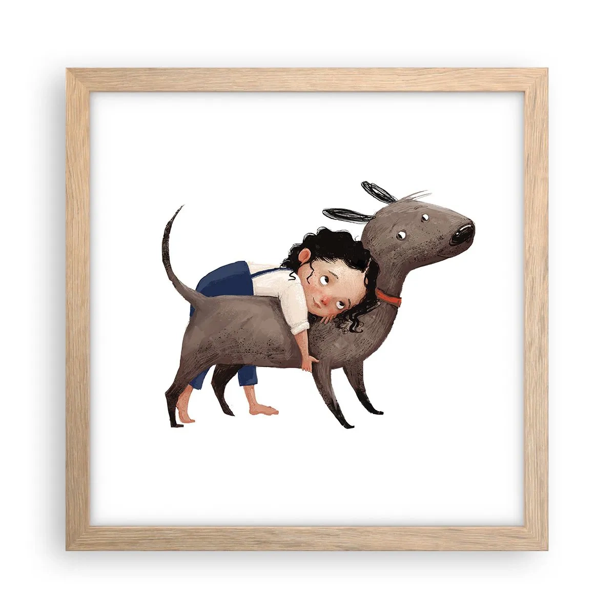 Póster en marco roble claro - Mejores amigos - 30x30 cm