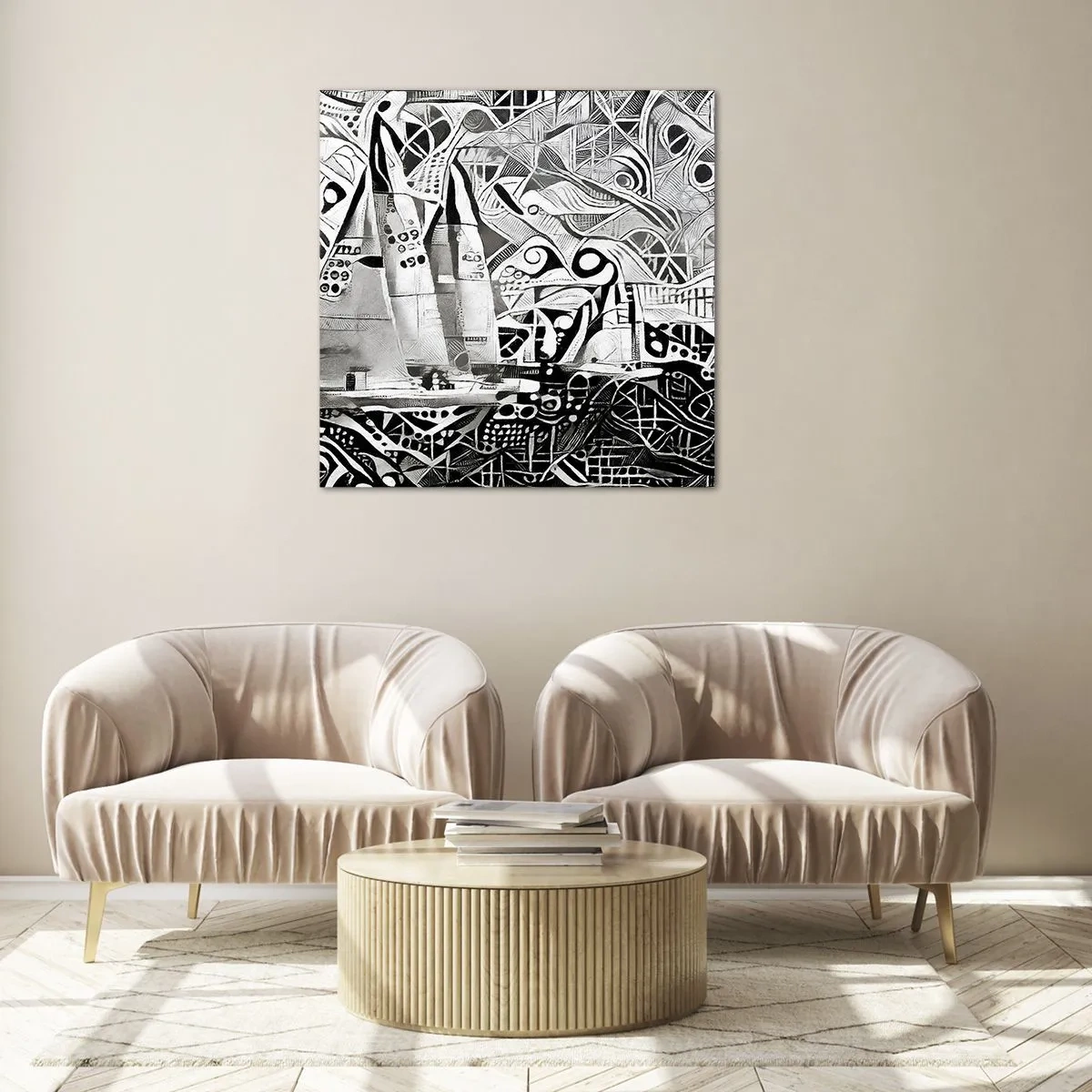 Cuadro sobre vidrio - Impresiones sobre Vidrio - Entre las olas - 60x60 cm