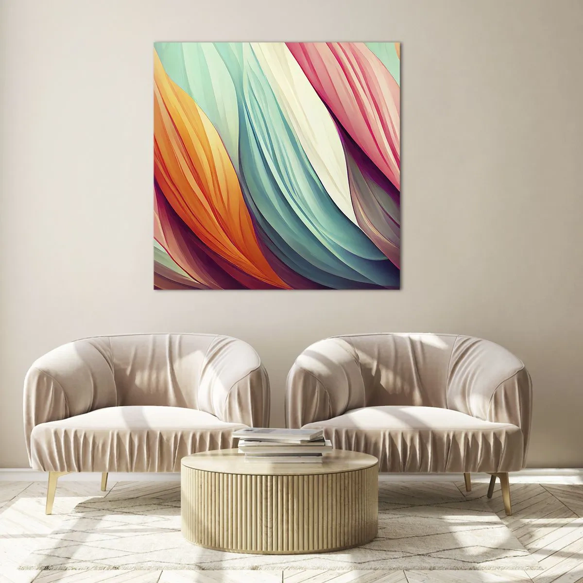 Cuadro sobre vidrio - Impresiones sobre Vidrio - Tejido arco iris - 30x30 cm