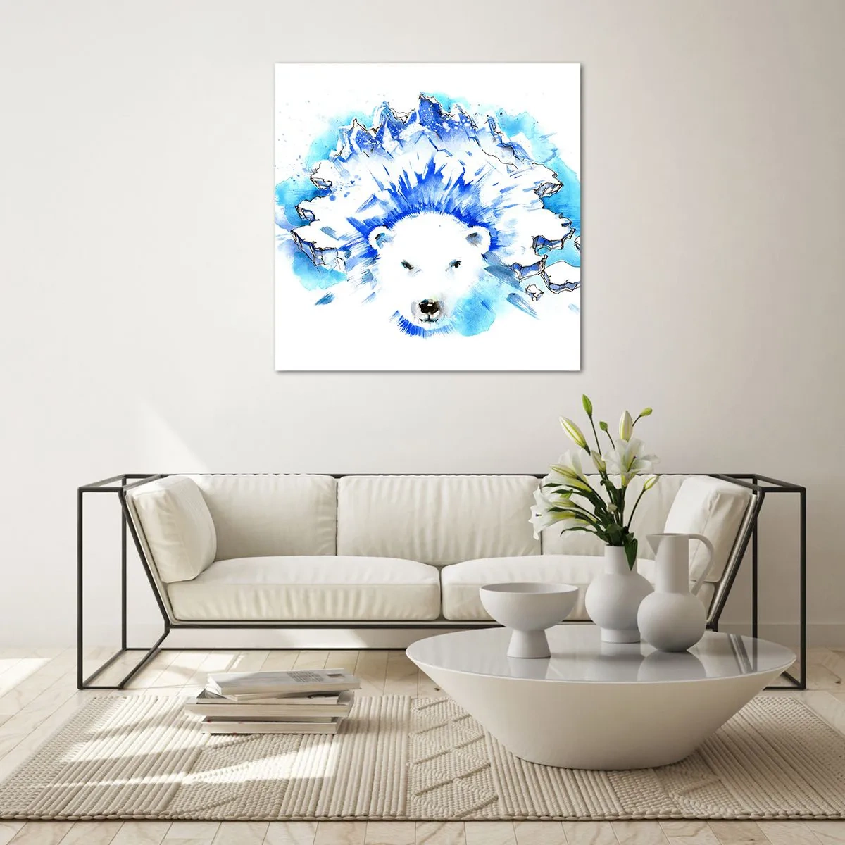 Cuadro sobre vidrio - Impresiones sobre Vidrio - El rey del Ártico con una corona de hielo - 40x40 cm
