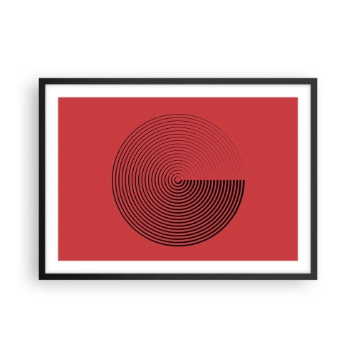 Póster en marco negro - Círculos concéntricos sobre fondo rojo - 70x50cm - Movimiento circular - Decoración de pared moderna para salón y dormitorio ARTTOR