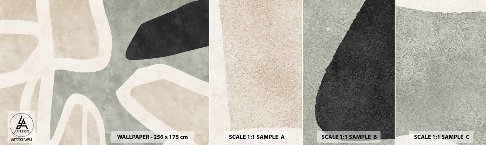 Muestra de fotomural autoadhesivo Deluxe Sticker - Composición con un toque negro - Abstracción, Minimalismo, Arte Moderno - 100x30 cm