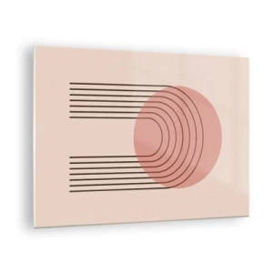 Cuadro sobre vidrio - Impresiones sobre Vidrio - Gráficos geométricos minimalistas en tonos beige. - 70x50cm - Atracción irresistible - Decoración de pared moderna para salón y dormitorio ARTTOR