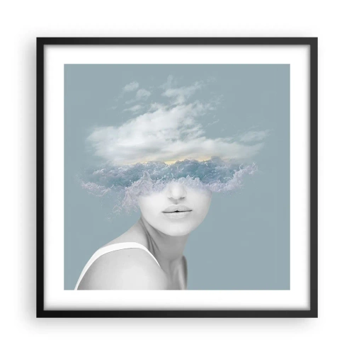 Póster en marco negro - Con la cabeza en las nubes - 50x50 cm