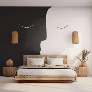 Fotomural Standard Eco - Los rostros minimalistas en blanco y negro crean contraste - 100x70cm - Unidad de los opuestos - Decoración de pared moderna para salón y dormitorio ARTTOR