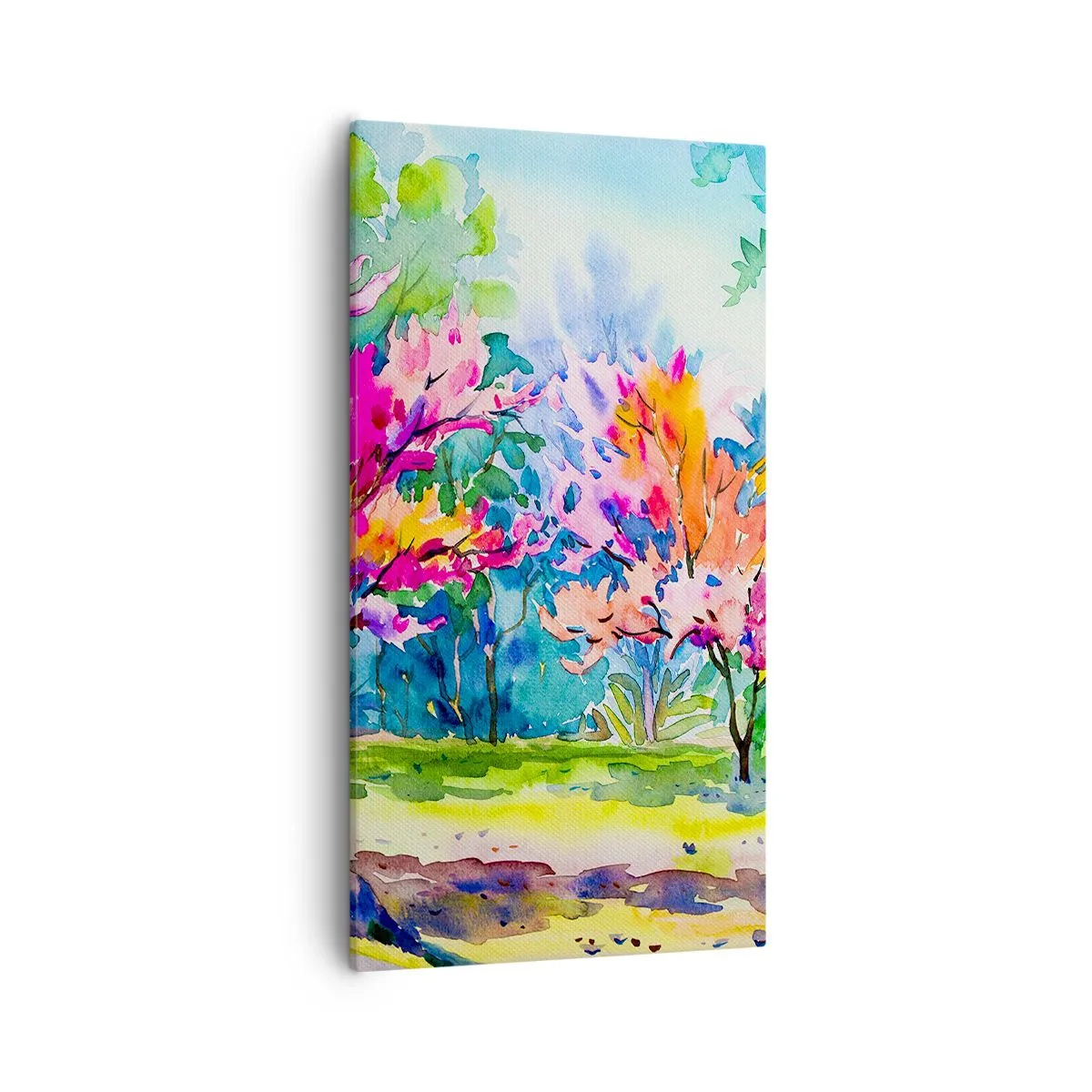 Cuadro sobre lienzo - Impresión de Imagen - Un jardín de arco iris en el esplendor de la primavera - 55x100 cm