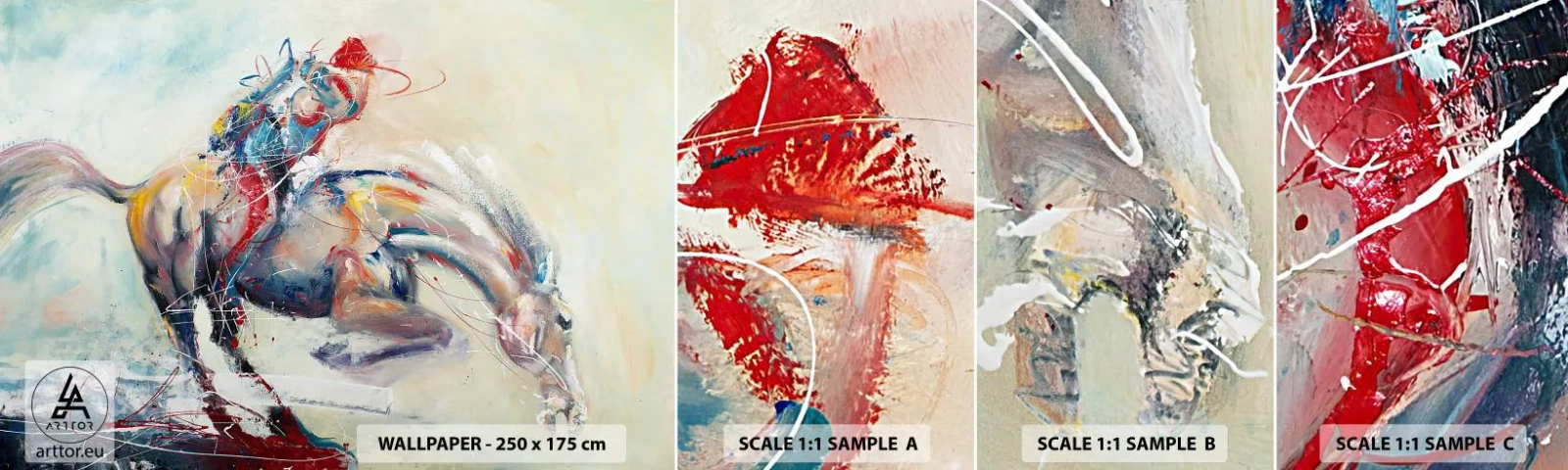 Muestra De Fotomural Standard Eco - Sujétate y vamos - animales, Caballo, Jinete - 100x30 cm