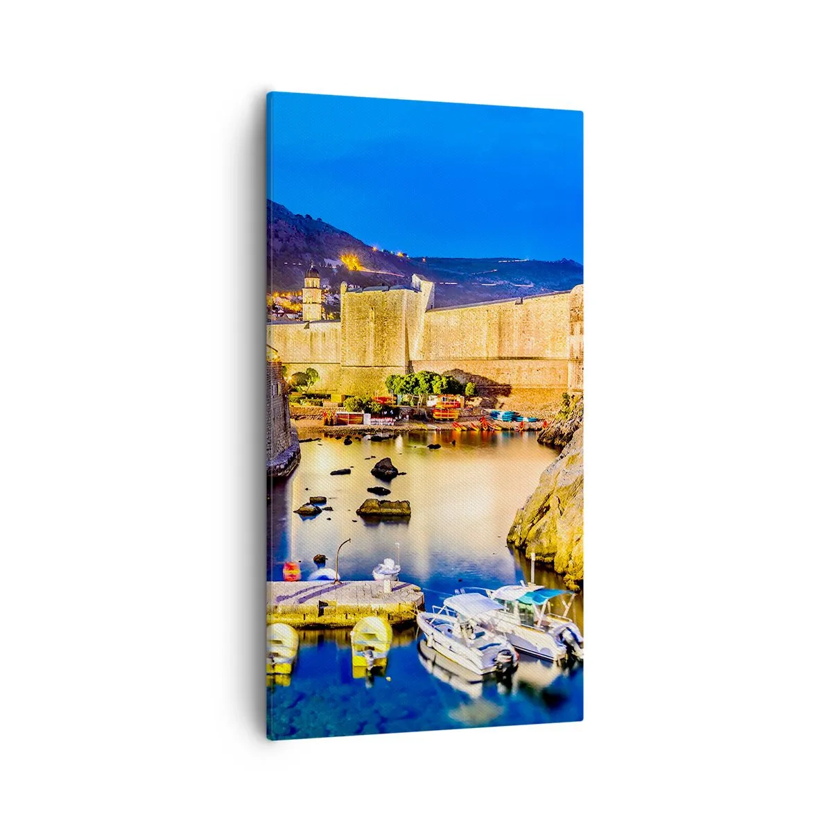 Cuadro sobre lienzo - Impresión de Imagen - Noche iluminada sobre el mar Adriático - 55x100 cm