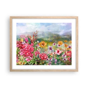 Póster en marco roble claro - Un jardín enloquecido - 50x40 cm