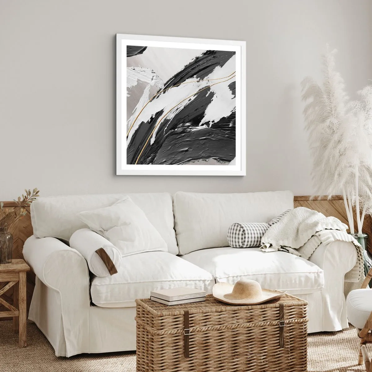Póster en marco blanco - Abstracción con estilo - 60x60 cm