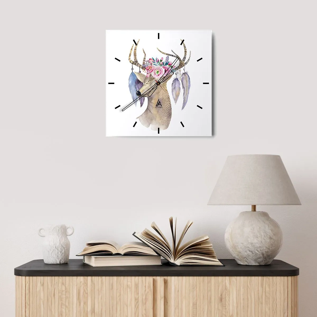 Reloj de pared - Reloj de vidrio - Guía del alma - gentil, inocente - 40x40 cm