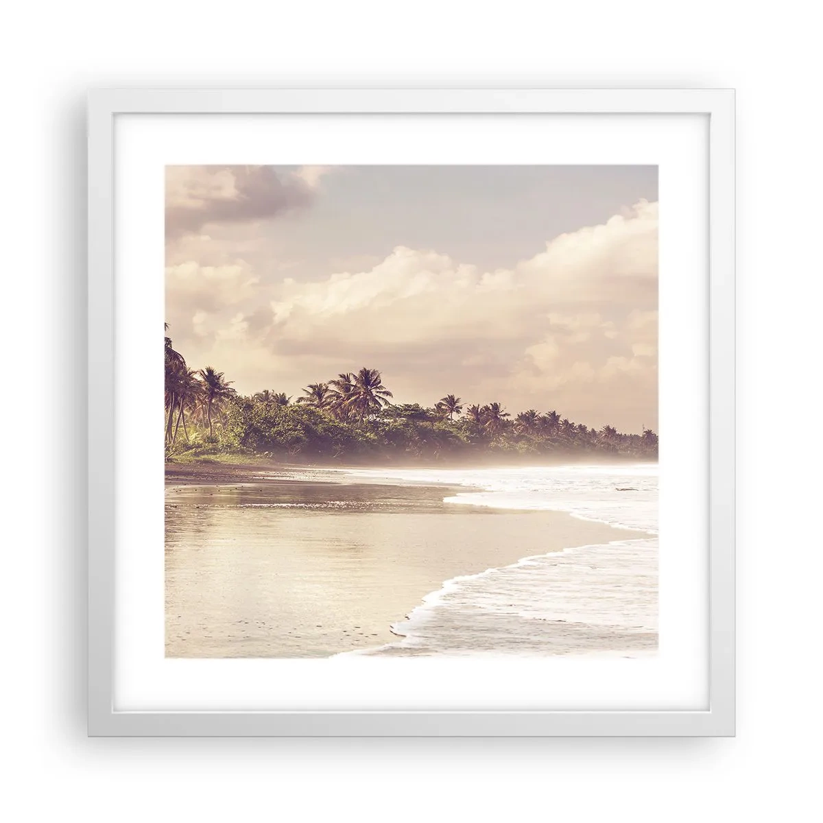 Póster en marco blanco - La caricia de las olas - 40x40 cm