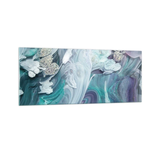 Cuadro sobre vidrio - Impresiones sobre Vidrio - Corrientes de azul - 100x40 cm