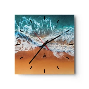 Reloj de pared - Reloj de vidrio - Vista aérea de las olas del océano rompiendo en la orilla - 30x30cm - Siempre a la par - Decoración de pared moderna para salón y dormitorio ARTTOR