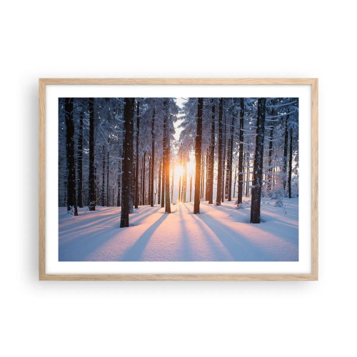 Póster en marco roble claro - Claramente en blanco y negro - 70x50 cm