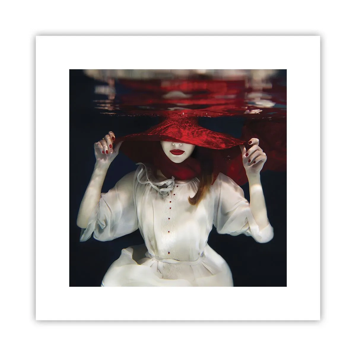 Póster - Blanco y rojo - 30x30 cm
