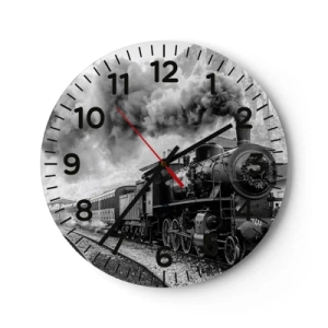 Reloj de pared - Reloj de vidrio - Rumbo a la estación... - 40x40 cm
