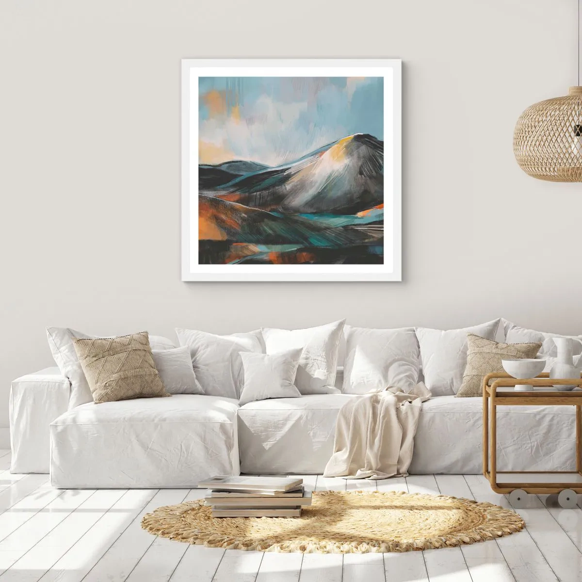 Póster en marco blanco - Crudo y bello - 40x40 cm