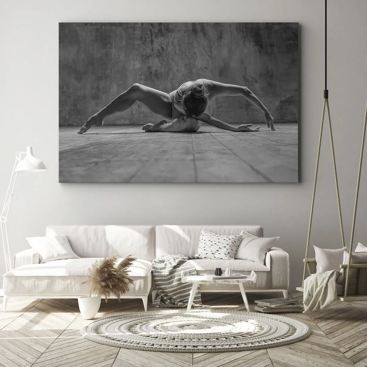 Cuadro sobre lienzo - Impresión de Imagen - Una bailarina en pose artística. - 120x80cm - Simetría encontrada - Decoración de pared moderna para salón y dormitorio ARTTOR
