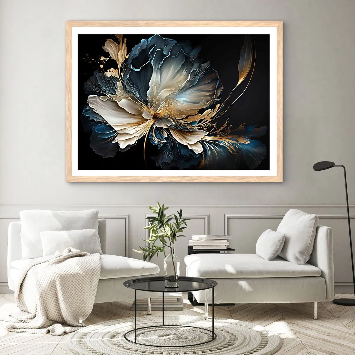 Póster en marco roble claro - Flor de helecho de cuento - 50x40 cm