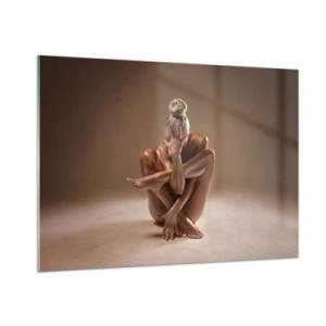 Cuadro sobre vidrio - Impresiones sobre Vidrio - Una mujer sensual en una pose artística contra un fondo de sombras. - 100x70cm - Unidad de cuerpo y espíritu - Decoración de pared moderna para salón y dormitorio ARTTOR