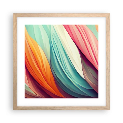 Póster en marco roble claro - Tejido arco iris - 40x40 cm