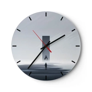 Reloj de pared - Reloj de vidrio - Un paisaje minimalista con figura y forma geométrica. - 30x30cm - ¿Oportunidad o amenaza? - Decoración de pared moderna para salón, cocina y dormitorio ARTTOR