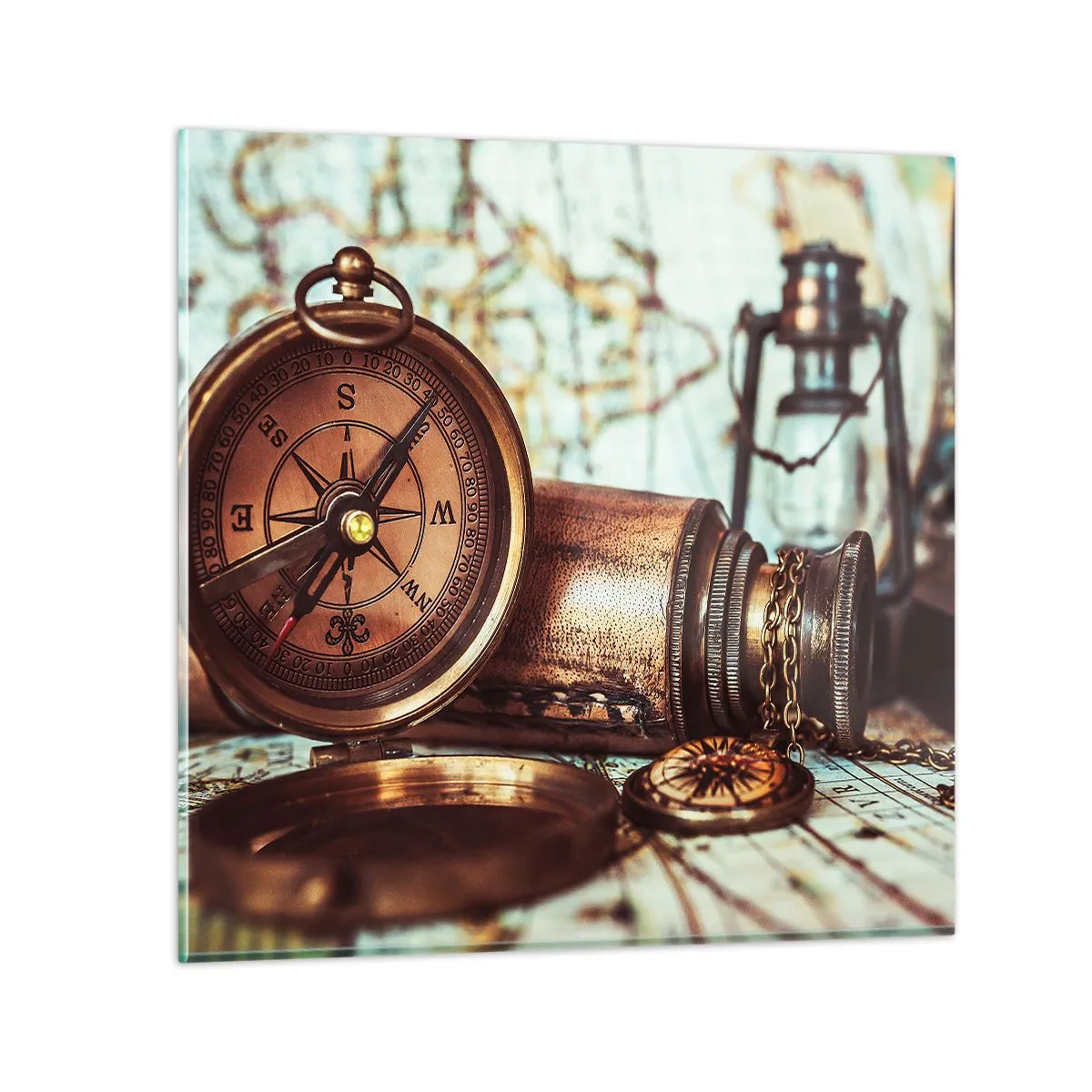 Cuadro sobre vidrio - Impresiones sobre Vidrio - Te espera una aventura pirata en el Caribe - 50x50 cm