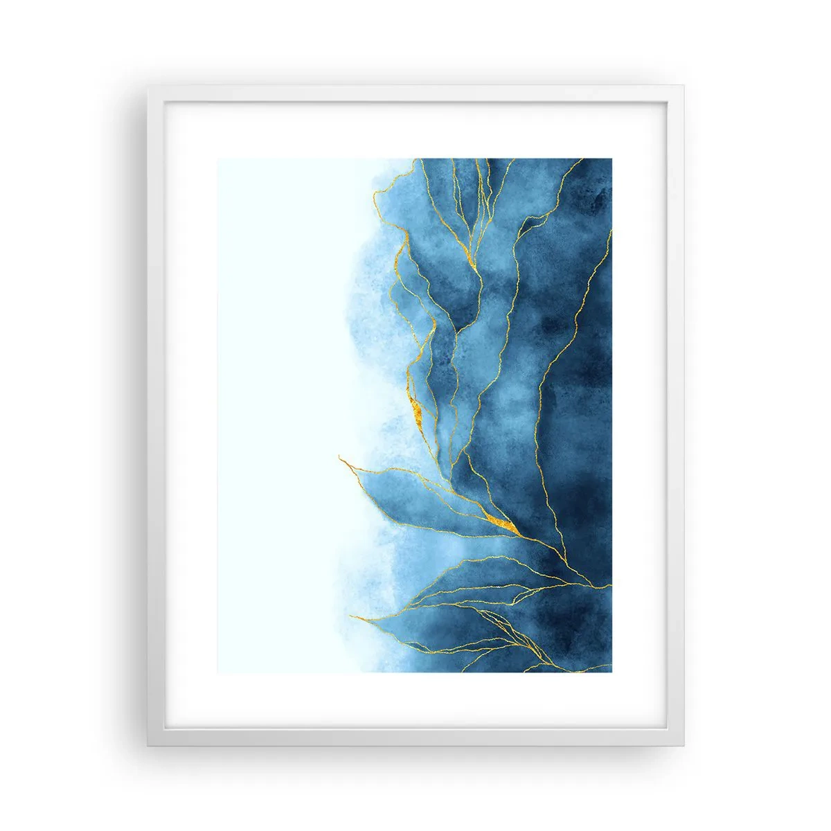 Póster en marco blanco - Oro y azul - 40x50 cm