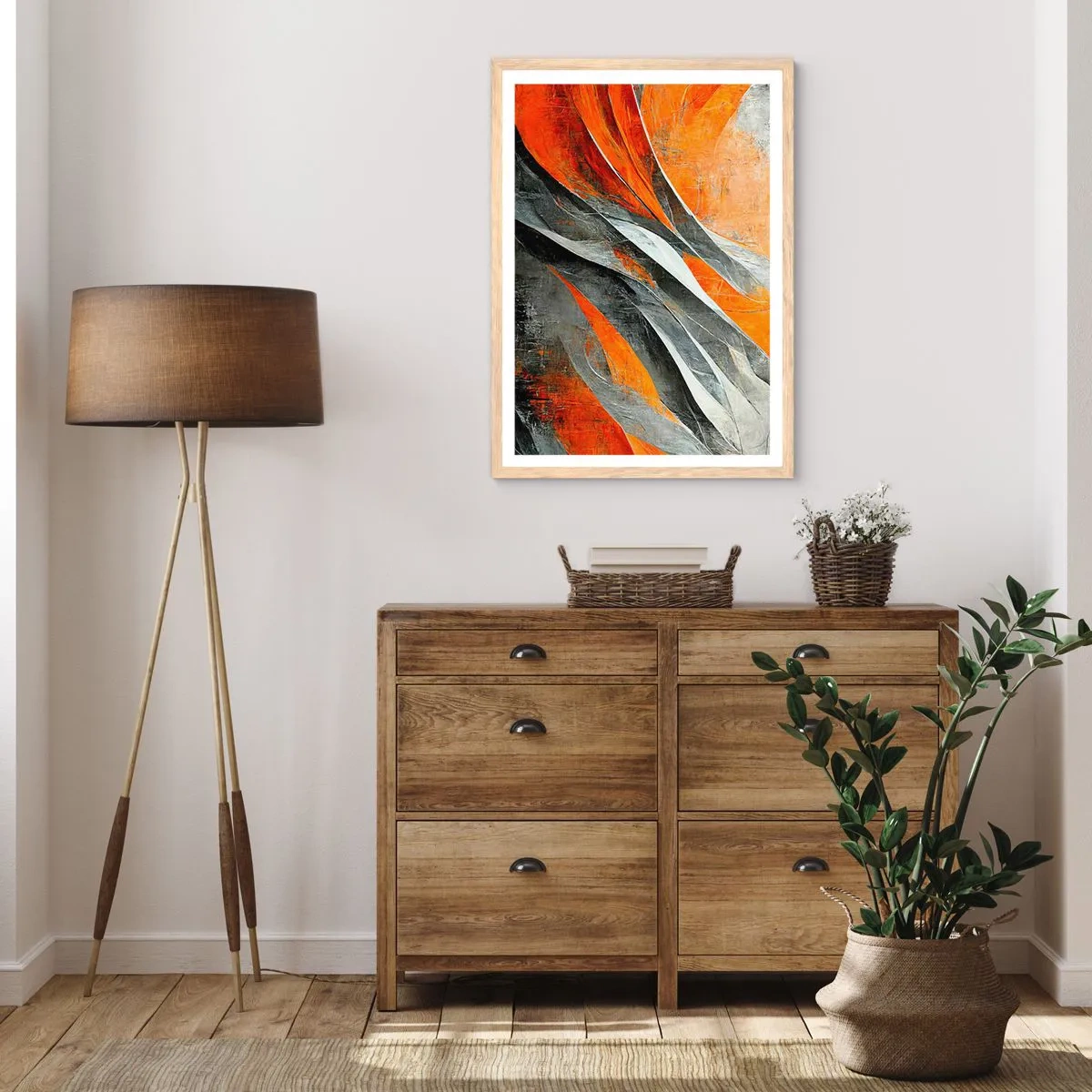 Póster en marco roble claro - Calor y frío - 70x100 cm