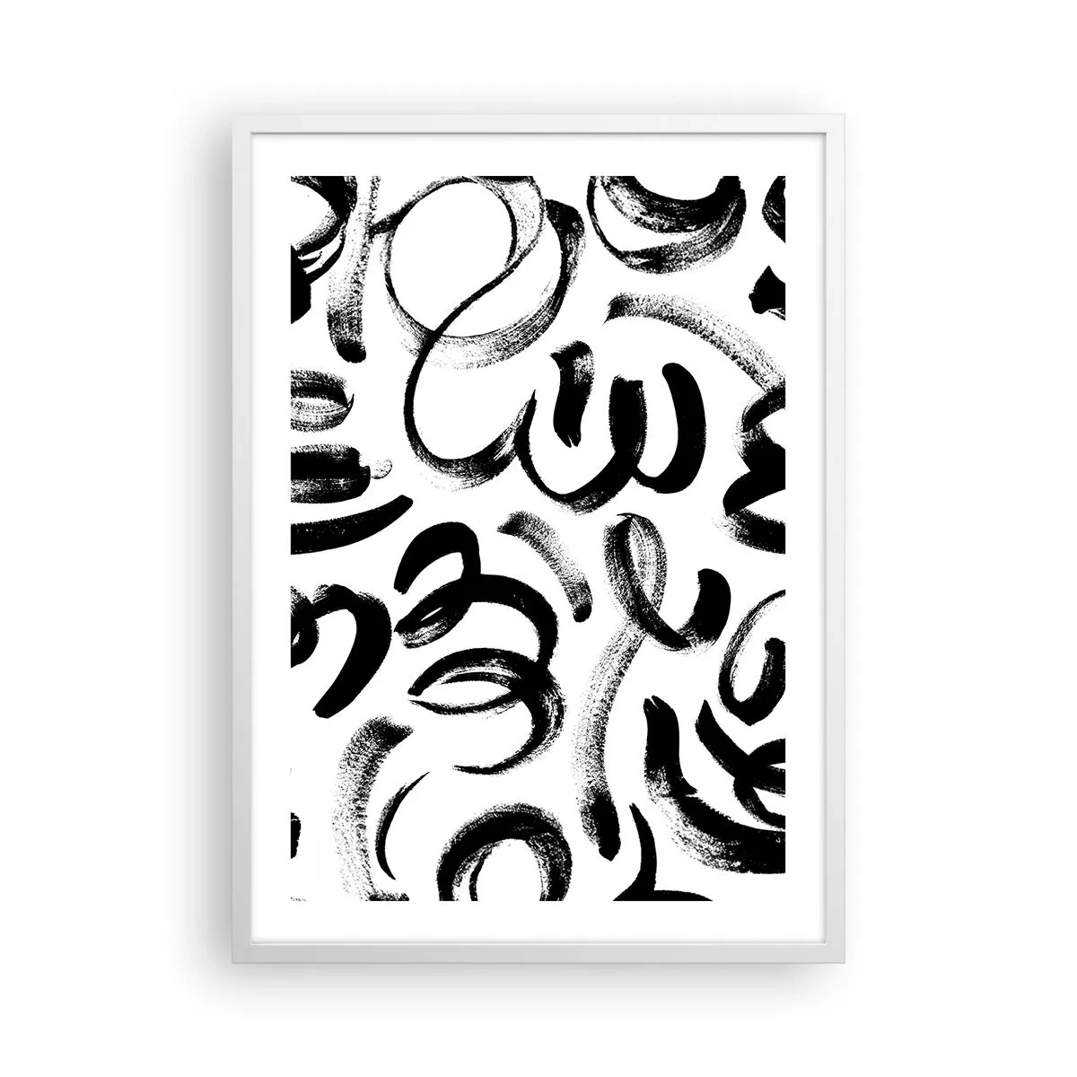 Póster en marco blanco - Negro sobre blanco - 50x70 cm