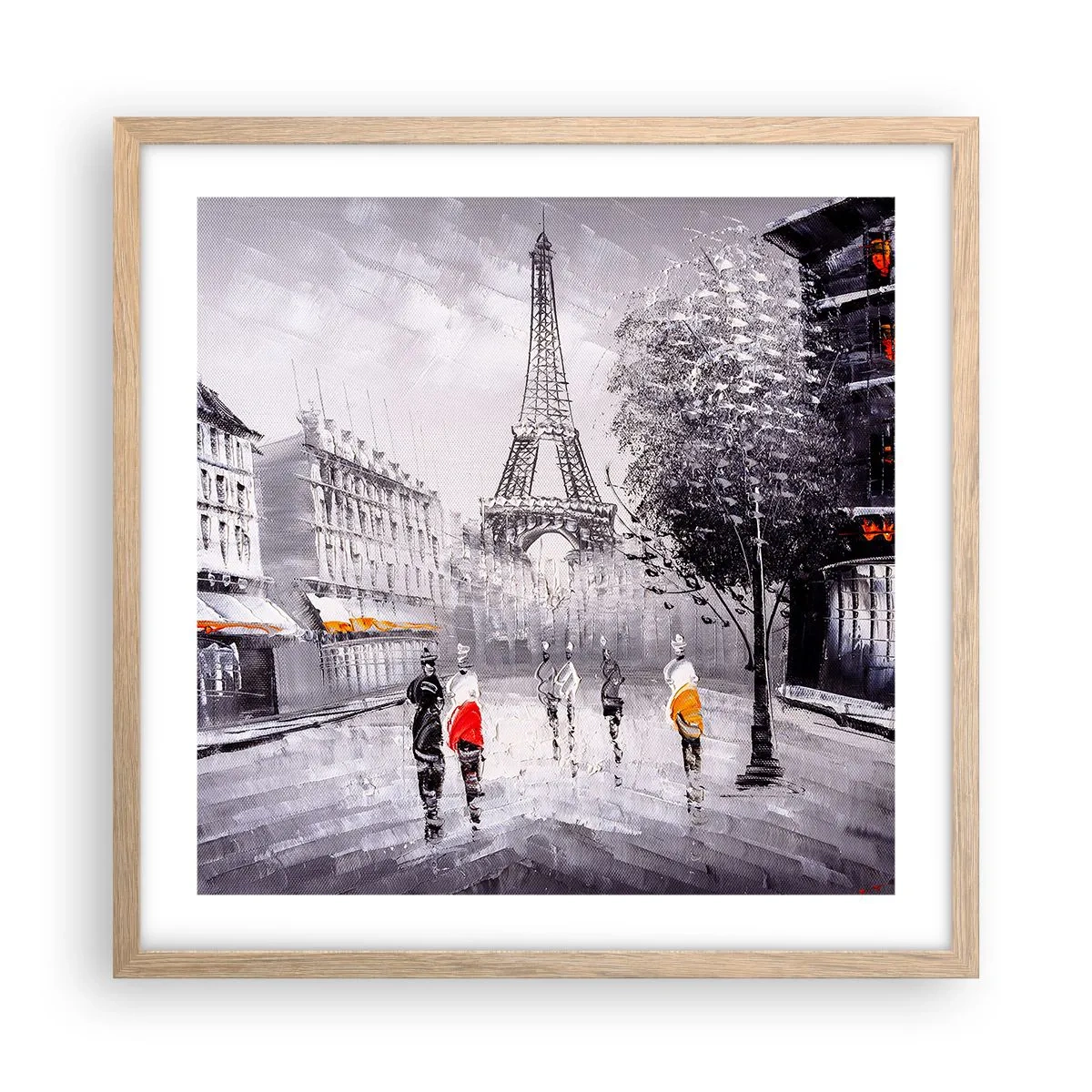 Póster en marco roble claro - Un paseo parisino - 50x50 cm