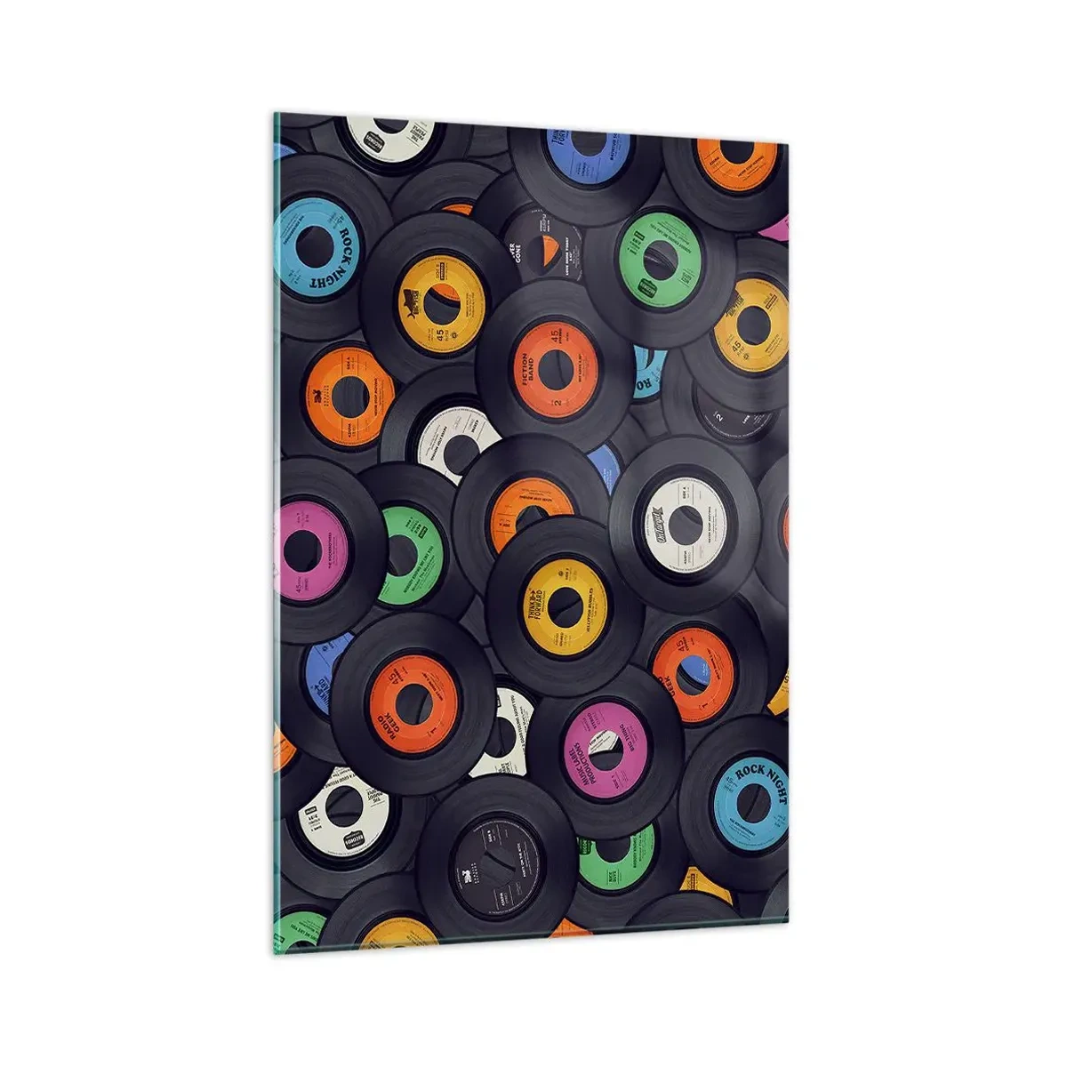 Cuadro sobre vidrio - Impresiones sobre Vidrio - Vinilos de colores apilados uno encima del otro - 80x120cm - Colores de los clásicos - Decoración de pared moderna para salón y dormitorio ARTTOR