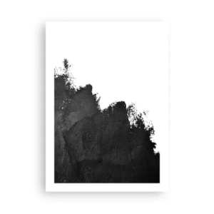 Póster - Abstracción minimalista con acento negro sobre fondo blanco. - 50x70cm - Elementos: tierra - Decoración de pared moderna para salón y dormitorio ARTTOR