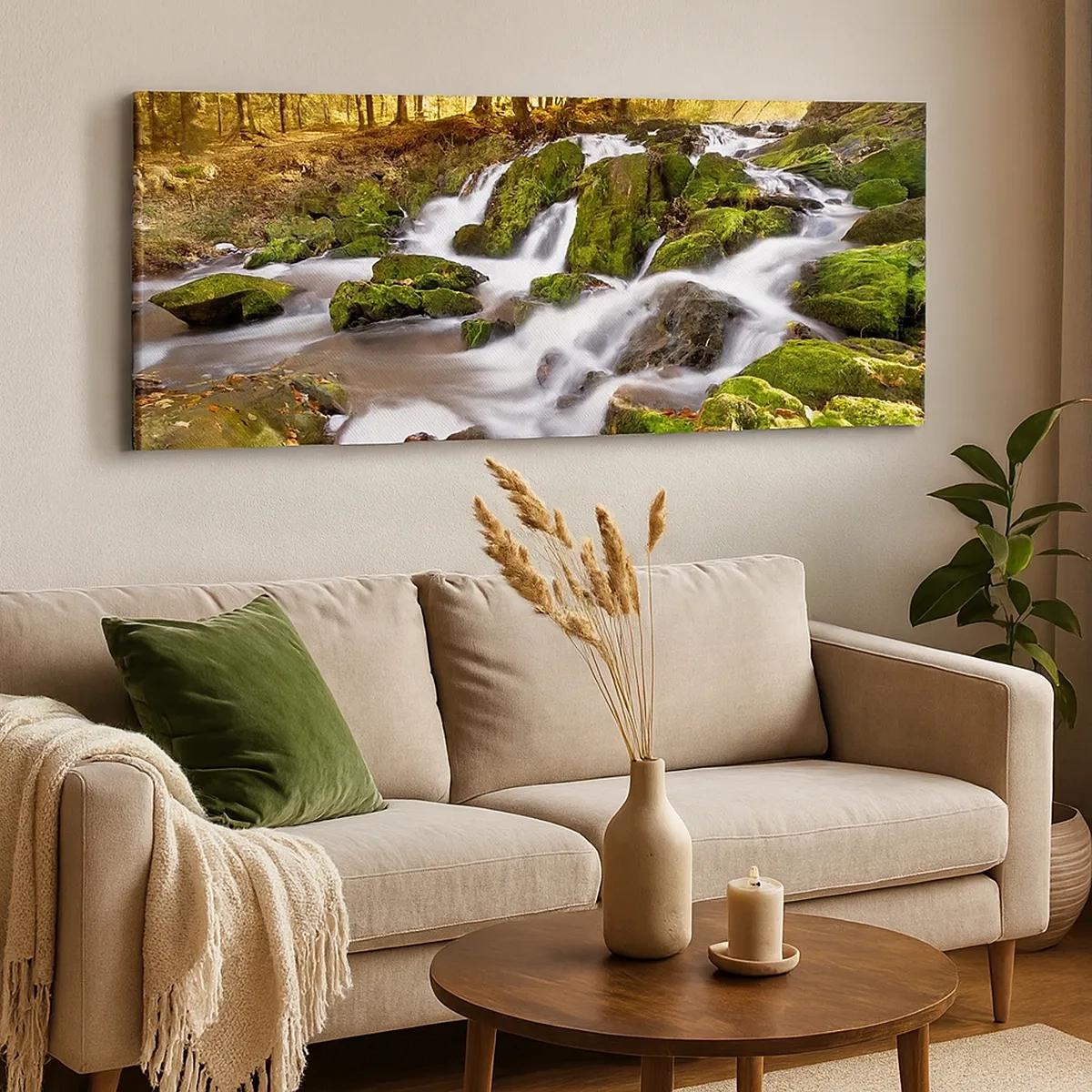 Cuadro sobre lienzo - Impresión de Imagen - Atravesando el bosque otoñal - 30x30 cm