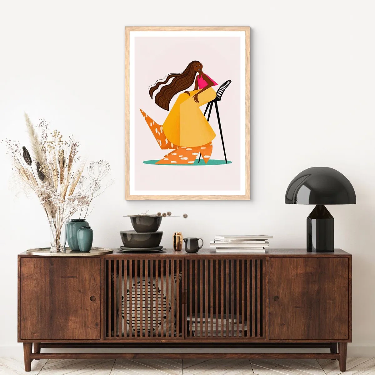 Póster en marco roble claro - La moda también es divertida - 70x100 cm