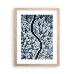 Póster en marco roble claro - A través de un bosque invernal - 30x40 cm