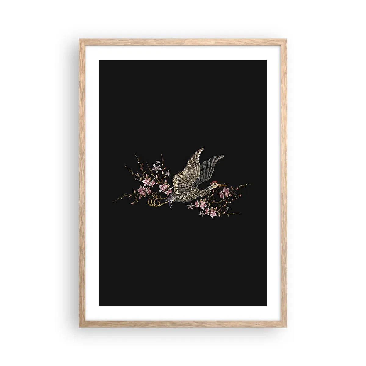 Póster en marco roble claro - Ave florida - 50x70 cm
