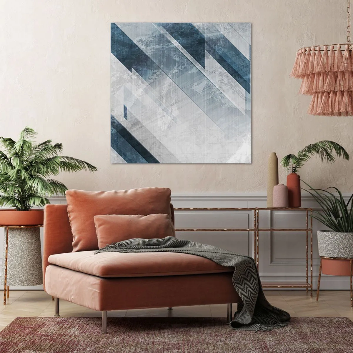 Cuadro sobre lienzo - Impresión de Imagen - Composición espacial - movimiento de grises - 70x70 cm