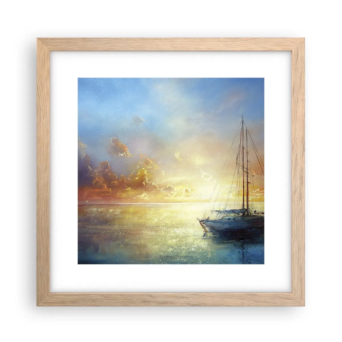 Póster en marco roble claro - En una bahía dorada - 30x30 cm