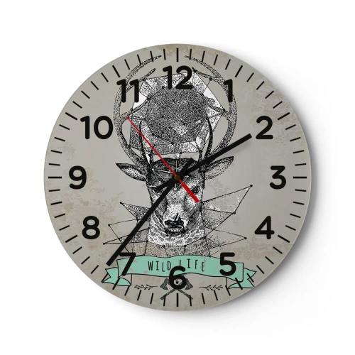 Reloj de pared - Reloj de vidrio - Visión de San Huberto - 30x30 cm