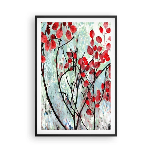 Póster en marco negro - Un árbol en escarlata - 61x91 cm