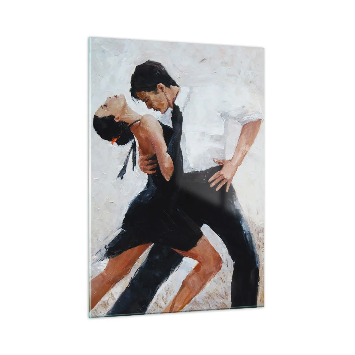 Cuadro sobre vidrio - Impresiones sobre Vidrio - Una pareja bailando tango en una pose dinámica. - 50x70cm - El tango de mis sueños - Decoración de pared moderna para salón y dormitorio ARTTOR