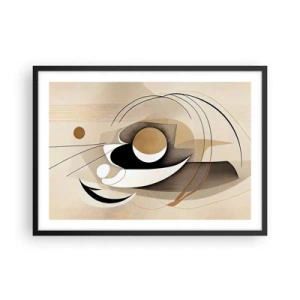 Póster en marco negro - Composición abstracta en tonos beige y negro. - 70x50cm - Composición: la esencia de las cosas - Decoración de pared moderna para salón y dormitorio ARTTOR