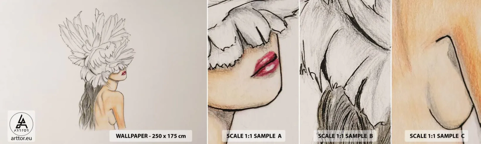 Muestra De Fotomural Standard Eco - Belleza coronada - Abstracción, Mujer, Cuerpo - 100x30 cm