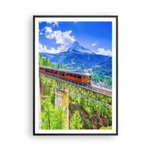 Póster en marco negro - Ferrocarril a los Alpes - 70x100 cm