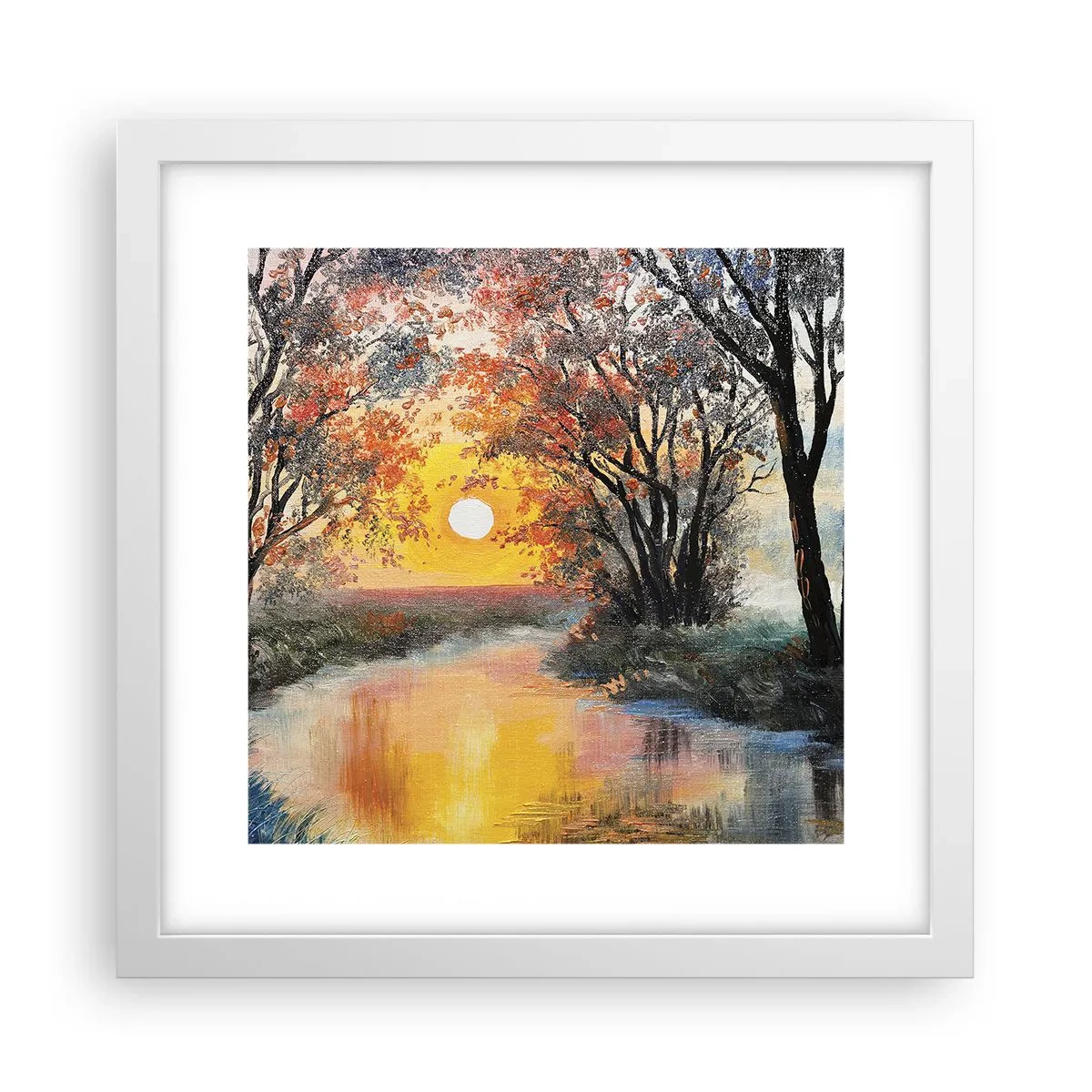 Póster en marco blanco - Ambiente otoñal - 30x30 cm