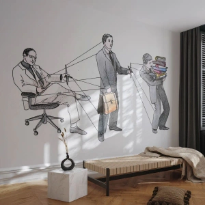 Fotomural Standard Eco - La jerarquía del poder en la ilustración satírica - 100x70cm - Cada cual tiene su señor - Decoración de pared moderna para salón y dormitorio ARTTOR